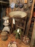 Pitcher Pump, Grain Cart w Bag Full, Cast Iron Fry Pans, 
