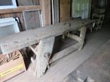 Super Early Almost all Wood Work Bench with Wooden Vises, Museum Piece? 