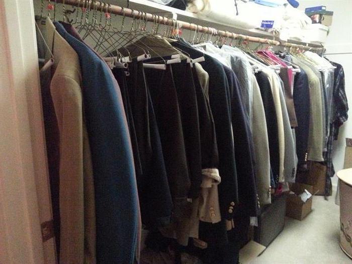 Huge selection of Men's clothing including suit jackets, dress pants & casual name brand clothing.  Size 50LT, 50R, 48 Pants, XL & XXL Shirts and sweaters 