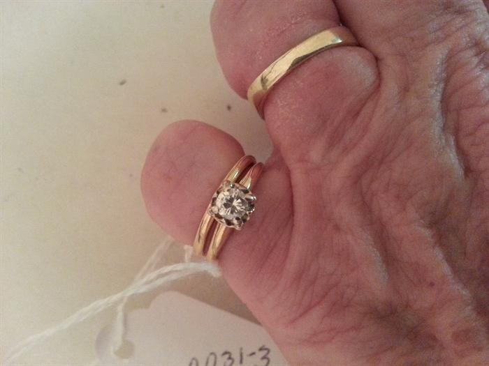 Set of wedding rings, yellow gold, 14K