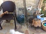Plant stands, flower pots, high end patio pool side chairs. 