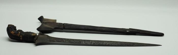 Antique 19th C. Carved Horn Handle Dagger w/ Sheath