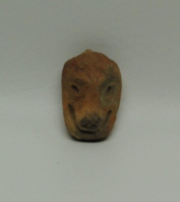 Pre-Columbian earthenware animal head effigy