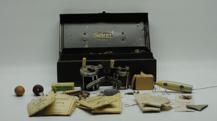 Vintage Falls City Tacklebox w/ Accoutrements