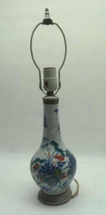 Chinese Polychromed Lamp 19th C.