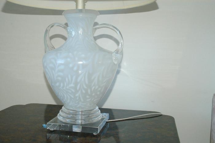 Lalique lamp with plexiglass base 