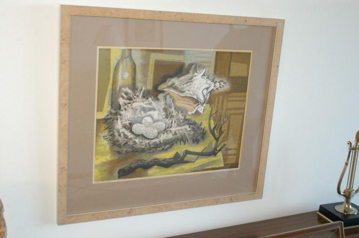 Framed Serigraph "Nest within shell" by Guy Maccoy 1957