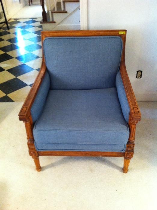 Pair of walnut-framed upholstered Mid-Century Chairs