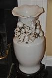 Pair of large ivory ceramic urns