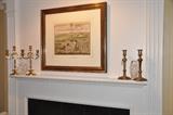 Antique brass candlesticks and gorgeous framed art