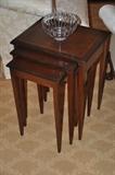 Vintage Nesting tables with leather top