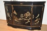 Asian style black lacquer side table