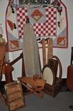 Misc. primitive wooden home goods including an antique brick mold