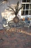 Wrought iron bistro table and chair set
