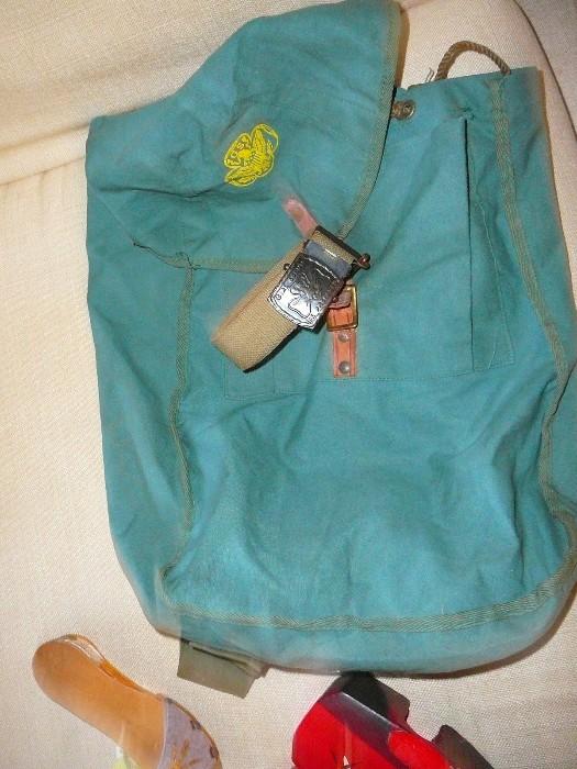 Vintage Girl Scout backpack and belt