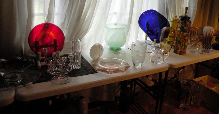 Colorful Glassware, Crystal, Confetti Vase, Large Vases