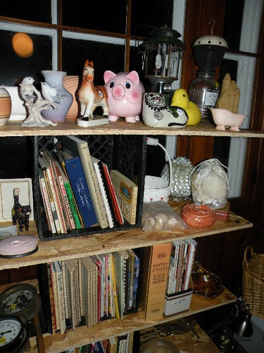 Cook Books, Pig Bank, Ceramic Animals