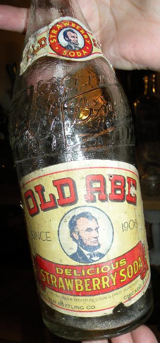 Old Abe Strawberry Soda, Bottled in Chicago
