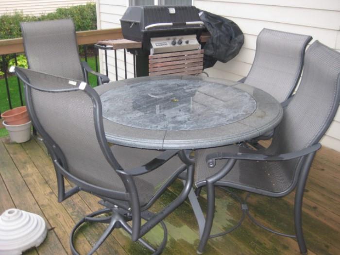 Patio Table and 4 Chairs, Also and umbrella