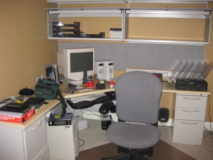 Modular Office, Dell Computer tower (no hard drive), and electronics