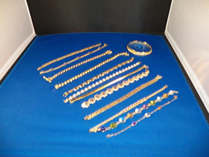 All 14K gold bracelets-some with jewels