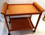 Scan Design Caster Mounted Tea Cart with natural finish, and lower shelf storage