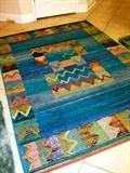 Egyptian Made Area Rug (Fantasty Collection) Geometric Design... vibrant blues... (approx. 63" x 90")