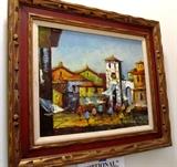 Beautiful Original Artwork depicting European Village Scene...signed by artist