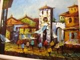 Beautiful Original Artwork depicting European Village Scene...signed by artist