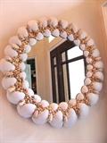 Beautiful Round Shell Mirror...beautiful hand work (approx 25" x 26")