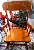 Vintage Press Back Spindled Arm Chair with nicely scrolled top
