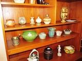Collection of Vintage Pottery & Ceramic Items...including items by Ann Robinson (listed artist), Also some whimsical items...a Sour Mash Bottle, Italian Figural Jogger