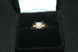 14K Pearl, Sapphire and Diamond Ring