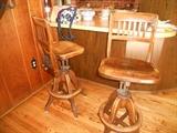 2 of 3 Industrial wooden drafting stools