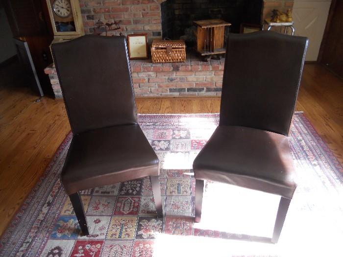 pair leather side chairs