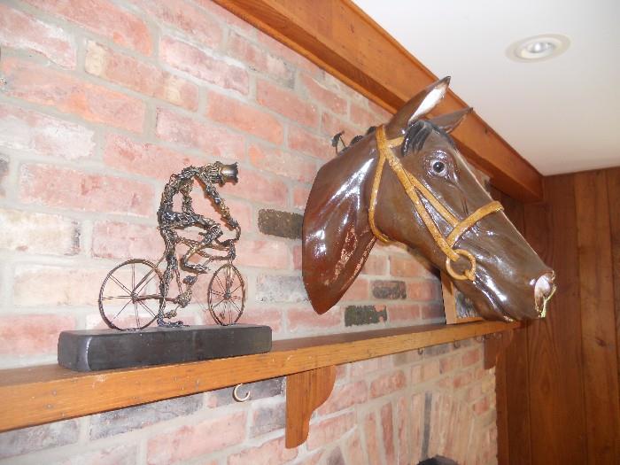 Large ceramic horse head signed Thomas, France: purchased over 30 years ago from Brownstone Antiques