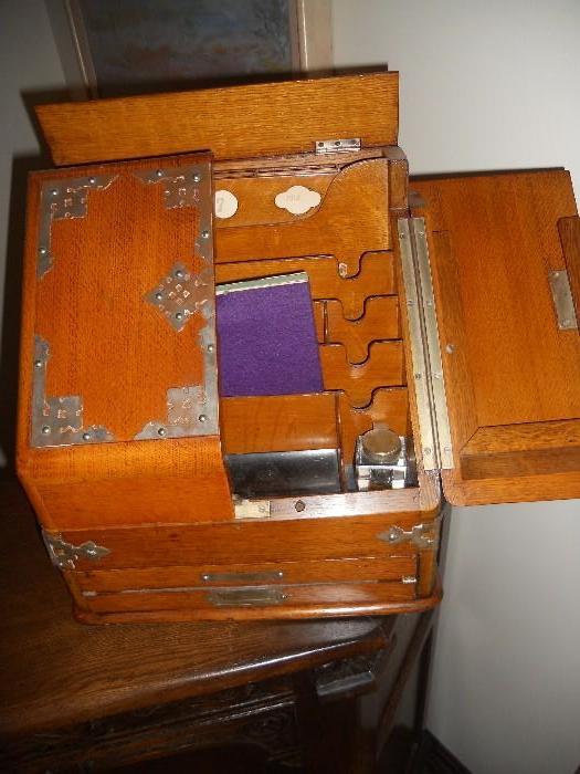 Victorian oak writing box