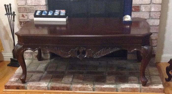 Mahogany carved coffee table