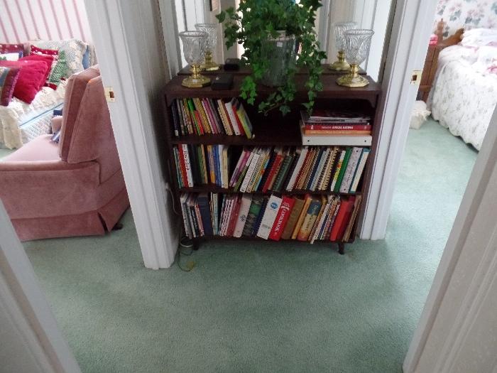 books, lamps, bookcase,chair