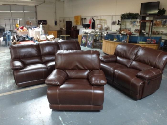 The 3 pc set of recliners together