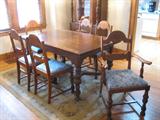 Jacobean style table with 6 chairs