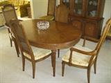 pecan dining room table w/6 chairs - $350