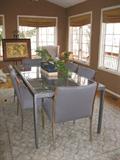 Glass chrome table w/grey chairs - $325