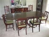 mahogany dining room table, china cabinet, buffet $395