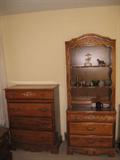 maple dresser and chest with hutch $150