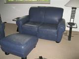 Blue leather loveseat - $125