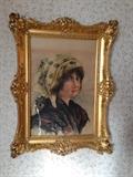 Original Art. Italian. Ornate gold frame.
