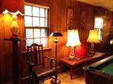 Lamps. Furniture. Antique chairs. Coffee tables.