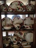Plates. Cups. Bowls. Tea cups. Franciscan Apple Pattern dinnerware.