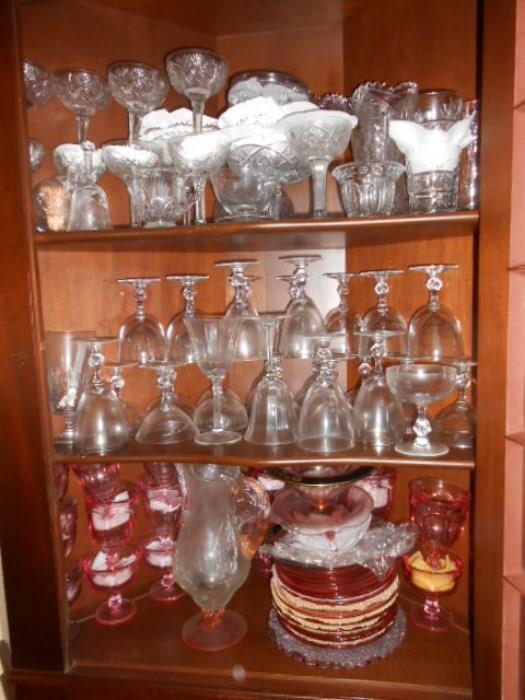 Lots of pressed glassware and plates.